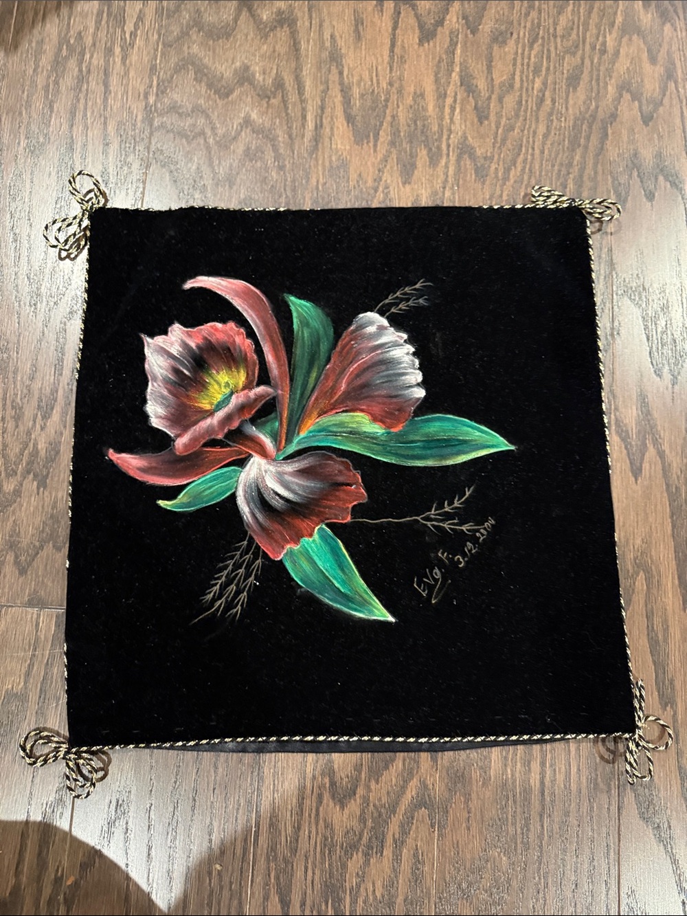 Handmade drawn floral pillow cover